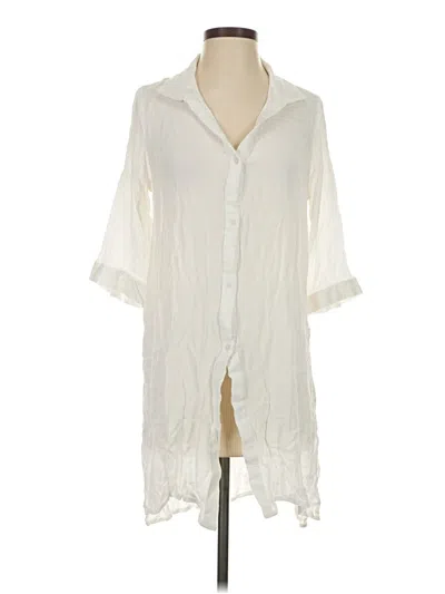 Pre-owned Elan 3/4 Sleeve Button Down Shirt In Ivory