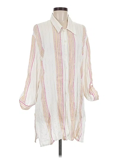 Pre-owned Elan 3/4 Sleeve Button Down Shirt In Ivory