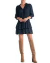 Elan Tie Neck Dress In Navy In Blue