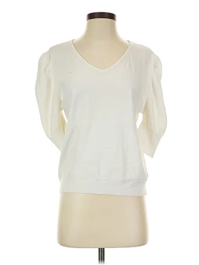 Pre-owned Elan 3/4 Sleeve Top Ivory Scoop Neck Tops In White