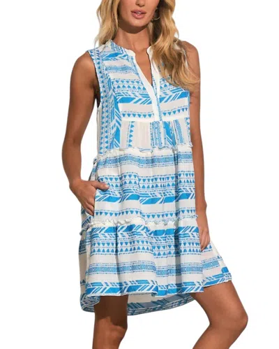 Elan A Line Dress In White Blue