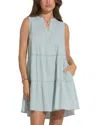 Elan Tiered Cotton Blend Cover-up Dress In Teal Light
