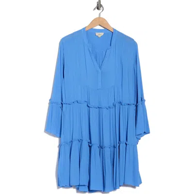 Elan A-line Tiered Mini Dress In Blue