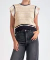 Elan Crewneck Cap Sleeve Sweater In Blue