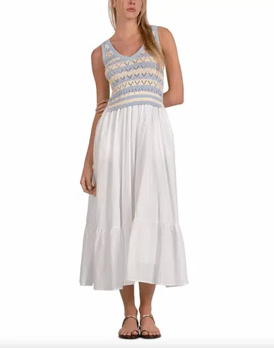 Elan Abide In Him Sweater Top Dress In Blue In White