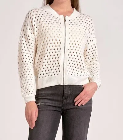 Elan Abound Front Zip Sweater In White In Neutral