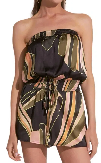 Elan Abstract Print Romper In Black Manila In Brown