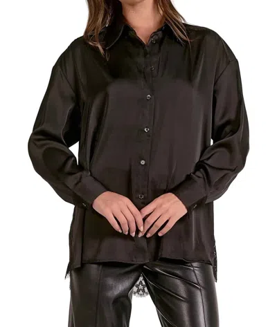 Elan After-hours Lace Blouse In Black In Brown