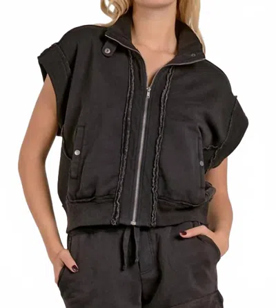 Elan Ainsley Zipper Vest In Black