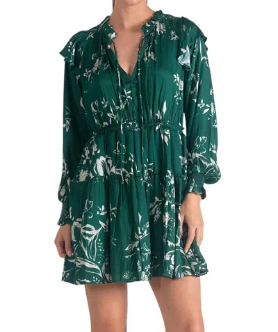 Elan Alexia Long Sleeve Dress In Jade Toulouse Print In Blue