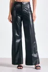 Elan Vegan Leather High Waist Flare Pants In Faux Black In Black