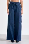 Elan Aliza Wide Leg Pants In Blue In Blue