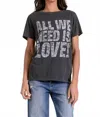 Elan All We Need Is Love Short Sleeve Tee In Gray In Black