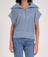 Elan Allie Zip Up Sweater In Blue In Blue