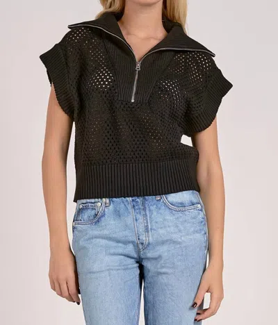 Elan Allie Zip Up Top In Black