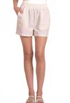 Elan Seersucker Pull On Shorts In Tan In Pink