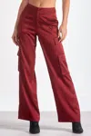 Elan Amber Satin Cargo Pants In Maroon In Multi