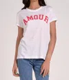 Elan Amour Print Crew Neck Graphic Tee In White/red