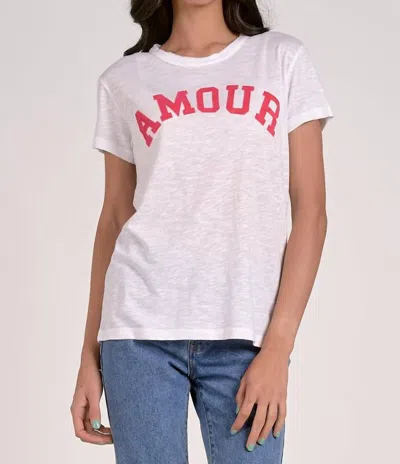 Elan Amour Print Crew Neck Graphic Tee In White/red