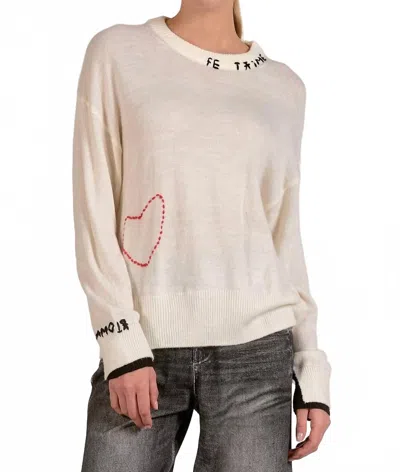 Elan Amour Simple Stitch Sweater In White In Neutral