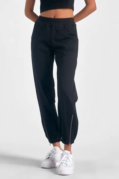 Elan Ankle Zipper Jogger In Black
