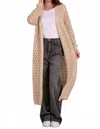 Elan Long Crochet Cardigan In Sand In Nude
