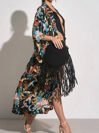 Elan Another Day In Paradise Kimono/coverup In Multicolor In Black