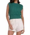 Elan Antonia Sleeveless Crewneck Sweater In Emerald In Green