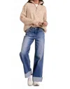 Elan Arabella Half Zip Sweater In Beige In Neutral