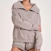 Elan Arielle Quarter Zip Pullover In Heather Grey In Gray