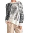 Elan Fall Sweater In Black White Stripe In Multi