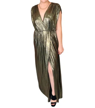 Elan Athena Maxi Dress In Gold In Green