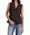 Elan Ava Side Ruched Vest Top In Black In Black