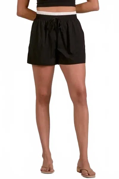 Elan Ava Stretch Waistband Shorts In Black In Multi