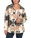 Elan Aztec Print Coat In Camel In Multi