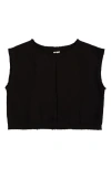 Elan Bali Fray Edge Cotton Cover-up Crop Top In Black