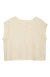 Elan Bali Fray Edge Cotton Cover-up Crop Top In Neutral