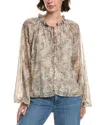 Elan Balloon Sleeve Blouse In Multi
