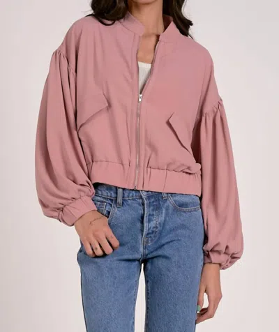 Elan Balloon Sleeve Jacket In Mauve In Pink