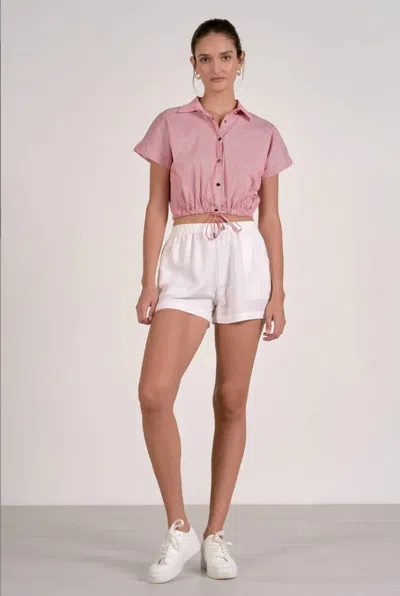 Elan Basic Pull-on Short In White In Pink