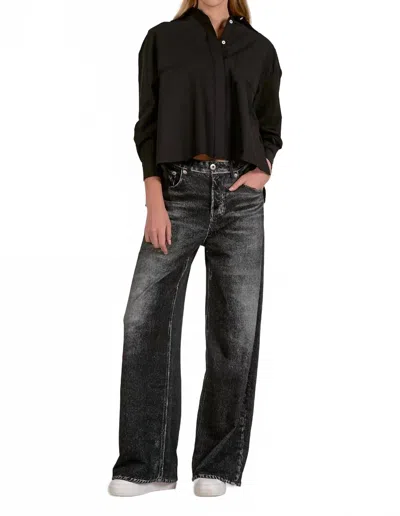 Elan Beck High Waisted Sweatpant In Grey Wash In Gold