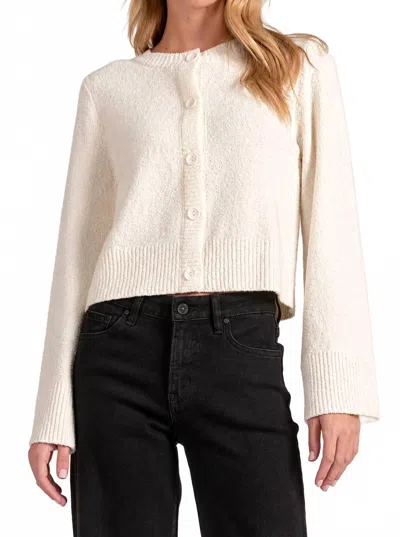 Elan Bell Sleeve Sweater Cardigan In White In Neutral