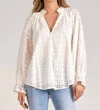 Elan Cotton Eyelet Blouse In White