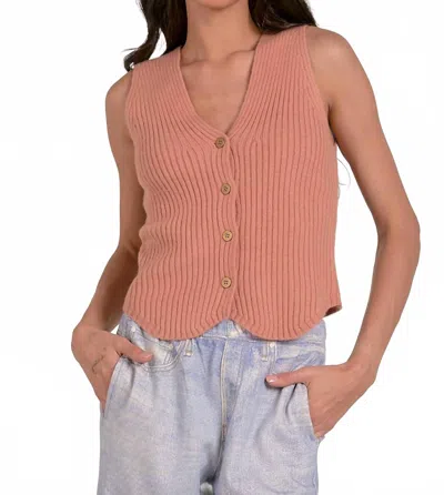 Elan Bella Sweater Vest In Rust In Pink