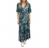 Elan Billie Floral Maxi Dress In Jade In Green