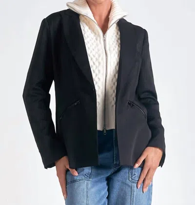 ELAN BLAZER SWEATER COMBO IN BLACK/WHITE