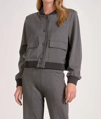 Elan Bomber Jacket With Front Pocket Detail In Heather Grey In Gray