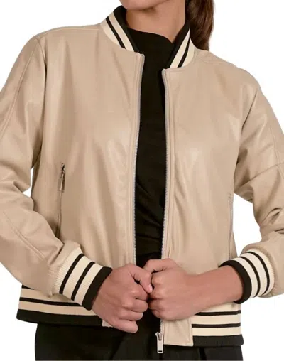 Elan Bomber Jacket With Trim In Taupe In Gray