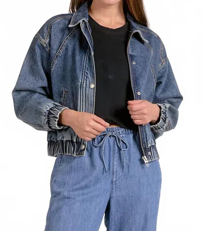 Elan Bomber Jean Jacket In Denim Blue