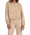 Elan Bomber Knit Jacket In Stone In Neutral